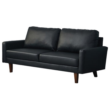 Kingway Furniture Aneley Faux Leather Living Room Sofa, Black