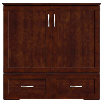 AFI Hamilton Wood Twin Extra Long Murphy Bed Chest in Walnut