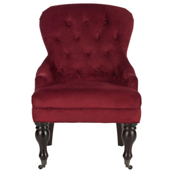 Lincoln Tufted Arm Chair, Red Velvet