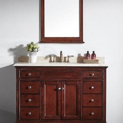 48 inch Brown Bathroom Vanity Set with White Carrera Marble Top - Bathroom Vanities And Sink Consoles
