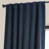 Faux Linen Darkening Curtain Single Panel, Indigo, 50"x108"