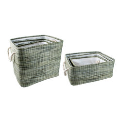 Rectangular Storage Baskets, Set of 6, 15.5 x 14 x 12 inches, Green - Products