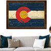 Colorado State Vintage Flag Print With Brown Gold Frame, 15"X21"