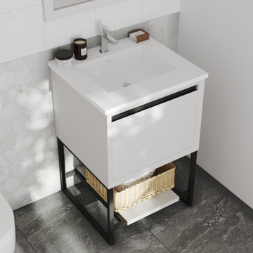 Laviva 313SMR-24W-MW Alto 24 - White Vanity Cabinet + Matte White VIVA Stone Sol