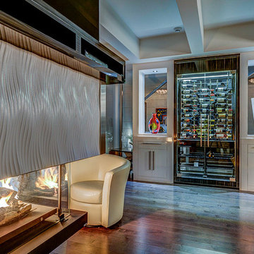 Glossy exotic wood custom wine cabinet