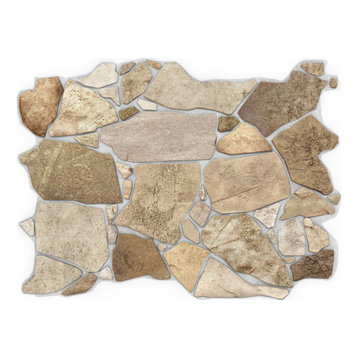 3D Wall Panel Crude Stone Design Brown Beige & Grey Size 23.5 by 17.5 Inch 563WB