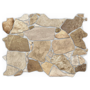 3D Wall Panel Crude Stone Design Brown Beige & Grey Size 23.5 by 17.5 Inch 563WB