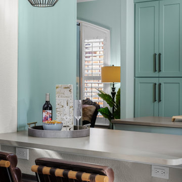 Bar Seating from Living Room to Kitchen Pass-Through