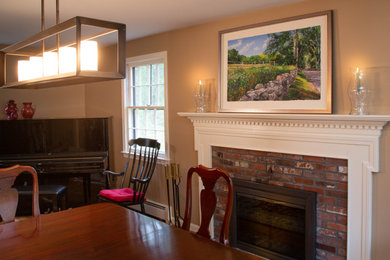 Inspiration for a large timeless dining room remodel in Boston with beige walls