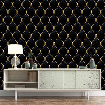 Black Gold Art Deco 3D Retro Wallpaper