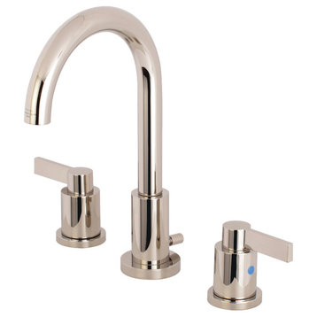 Widespread Bathroom Faucet, Brass Pop-Up, Polished Nickel