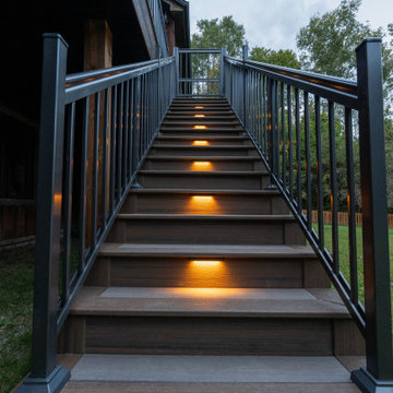 Modern Elevated Composite Deck & Illuminated Staircase