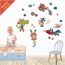 Vinilo infantil de tela  Super H&eacute;roes - Wall Decals