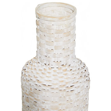 Bohemian White Bamboo Wood Vase 54689