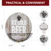 Wood-Textured 'Ice Cold Beer' Bottle Opener & Cap Catcher, 14"x14"
