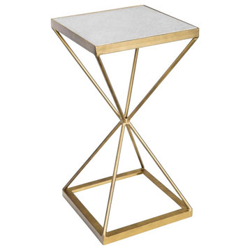 Accent Table THOMAS White Antique Brass Marble Metal