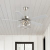 Max 52" 3-Light Farmhouse Industrial Iron/Wood App/Remote LED Ceiling Fan, Nickel/White Maple/Silver