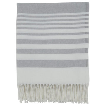 Classic Lightweight Striped Throw 2 Color -50"x60", Grey