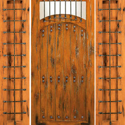 Knotty Alder Exterior Prehung Door With Two Sidelites, Camber Lite - Front Doors