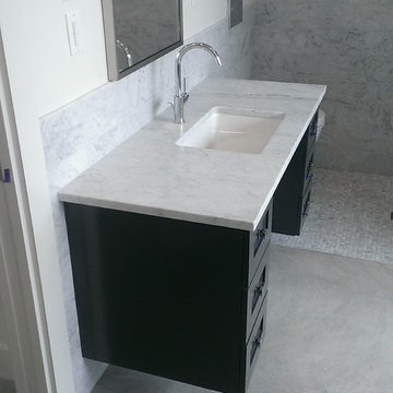 Master Bathroom - 6" x 18" Carrera Marble Showers / Vanity Walls