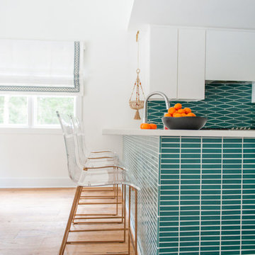 Vibrant Blue Kitchen Bar Wall and Backsplash Tile