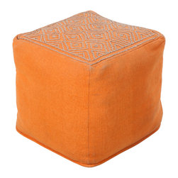 Orange Diamond Pattern Pouf - Floor Pillows And Poufs