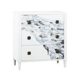Elk Home - Schooled Chest - Embrace an eclectic style with the 3-drawer Schooled chest. Built from MDF and mahogany in a white finish, this piece is then hand painted with a school of fish in an abstract style. Each drawer is fitted with 2 custom-made knotted rope metal knobs. This standout piece is ideal for creating a focal point in a transitional or coastal style bedroom or living room while providing useful storage space.