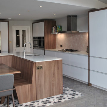 Modern White & Walnut Kitchen