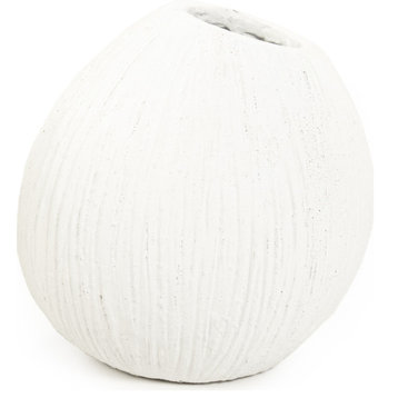 Distressed Round Vase Distressed White, Small