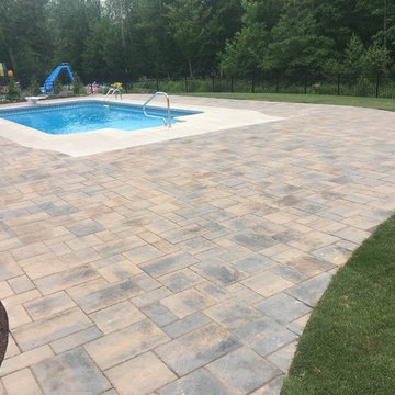 Backyard Patio & Landscape Design w/ Lighting around Pool