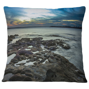 Beautiful Dark Seashore Australia Cityscape Throw Pillow, 18"x18"