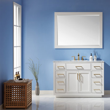 Ivy White Bathroom Vanity Set, 48", With Mirror