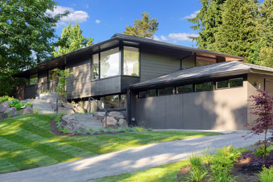 Inspiration for a mid-century modern home design remodel in Seattle