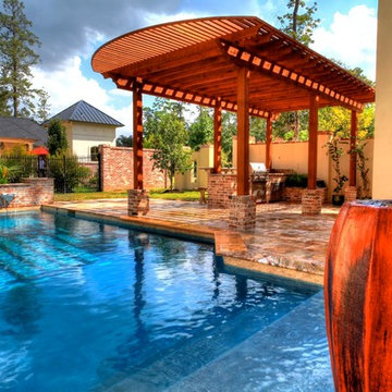 Rectangular Pool 3 - disappearing fountain and pergola