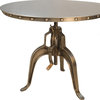 36" Antiqued Bronze Nickel Finish Adjustable Crank Round Top Dining Table