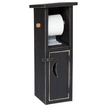 Farmhouse Pine Outhouse Toilet Paper Holder, Black