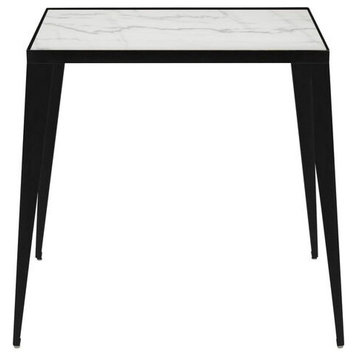 Mink Side Table,White Marble/Matte Black Steel