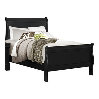 Louis Philippe III Black Full Sleigh Bed w/Dresser and Mirror New Furniture Factory  Outlet