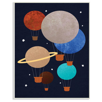 Hot Air Balloon Planets, 12.5"x18.5", Wall Plaque Art