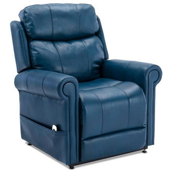 Langdon Navy Blue Faux Leather Recliner and Lift Chair with Massage