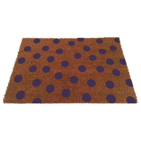 Polka Dot Coir Doormat, Purple, 24"x35"