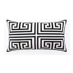 Black Greek Key Lumbar Pillow - Decorative Pillows