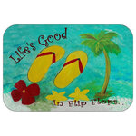 Mary Gifts By The Beach - Flip Flops Life'S Good, 20"x15" - Bath mats from my original art and designs. Super soft plush fabric with a non skid backing. Eco friendly water base dyes that will not fade or alter the texture of the fabric. Washable 100 % polyester and mold resistant. Great for the bath room or anywhere in the home. At 1/2 inch thick our mats are softer and more plush than the typical comfort mats. Your toes will love you.
