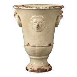 Vietri Rustic Garden Cream Lion Planter - Indoor Pots And Planters