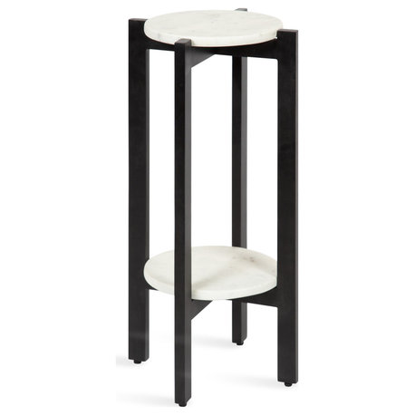 Moxley Round Wood Accent Table, Black 12x12x24