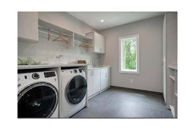 Inspiration for a laundry room remodel in Boston