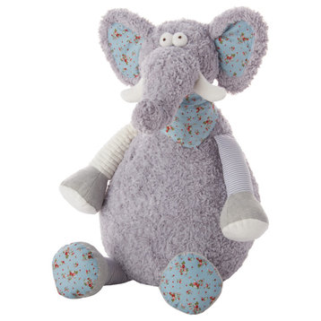 Nourison Home 22"x26" Plush Lines Elephant Plush Toy Gray Throw Pillows