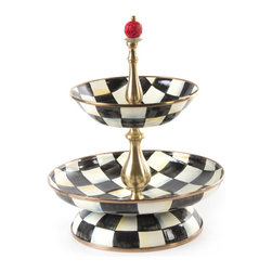 Courtly Check Enamel Two Tier Compote | MacKenzie-Childs - Products