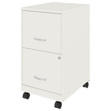 Space Solutions 18in 2 Drawer Mobile Smart Vertical File Cabinet Pearl White