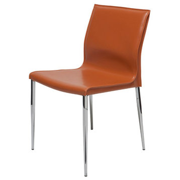 Nuevo Furniture Colter Dining Side Chair in Ochre/Silver